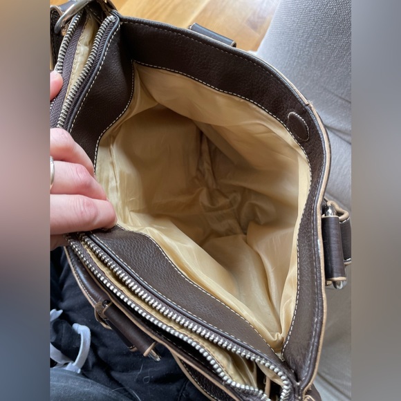 FORTUNA VALENTINO BROWN LEATHER HANDBAG DETACHABLE STRAP CROSSBODY SATCHEL PURSE - Picture 10 of 13